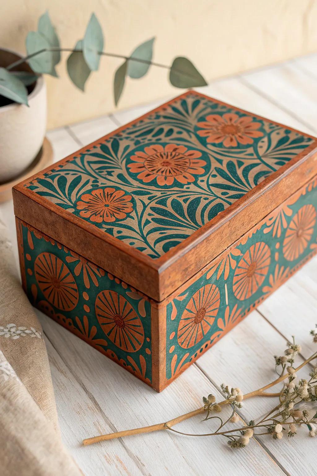 Elevate your gift-giving with stenciled paper-mâché boxes, where craftsmanship meets minimalist beauty.