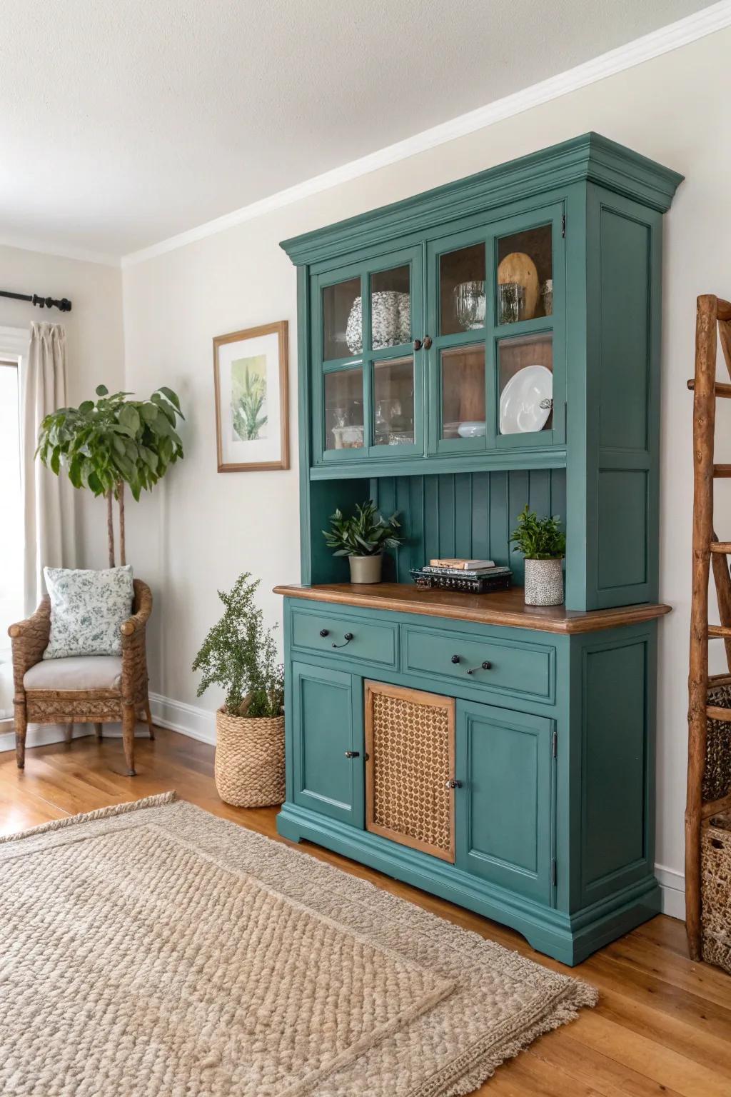 Transform your hutch with the elegance of crown molding—where timeless craftsmanship meets modern minimalist charm.
