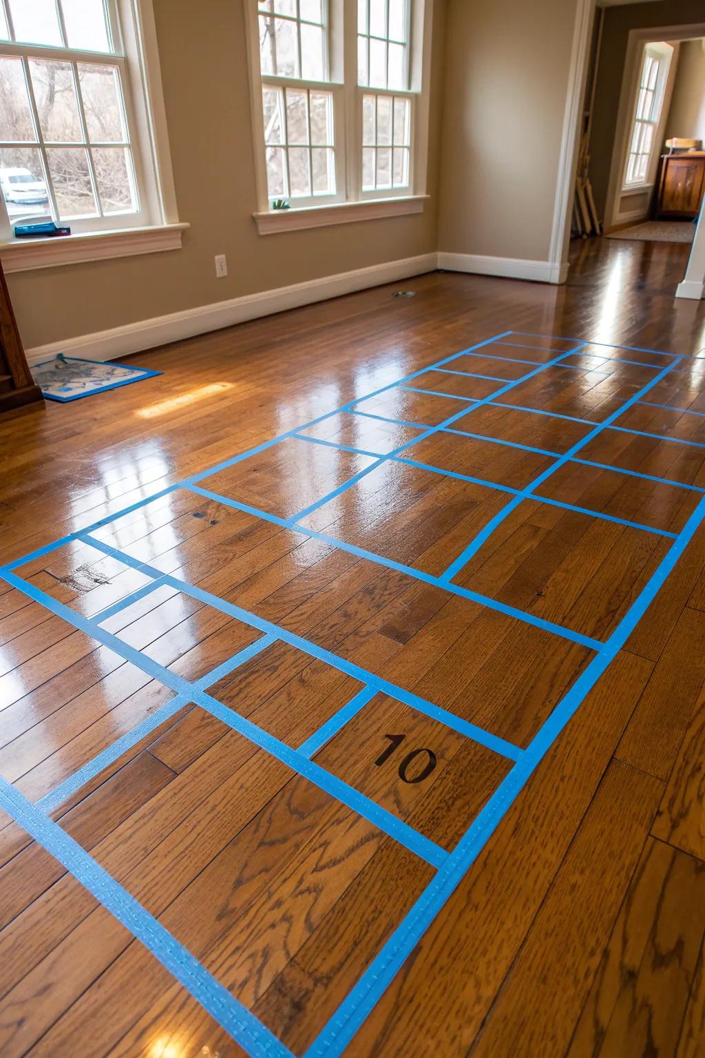 Step into nostalgia with a touch of craftsmanship: Indoor hopscotch for the modern man.