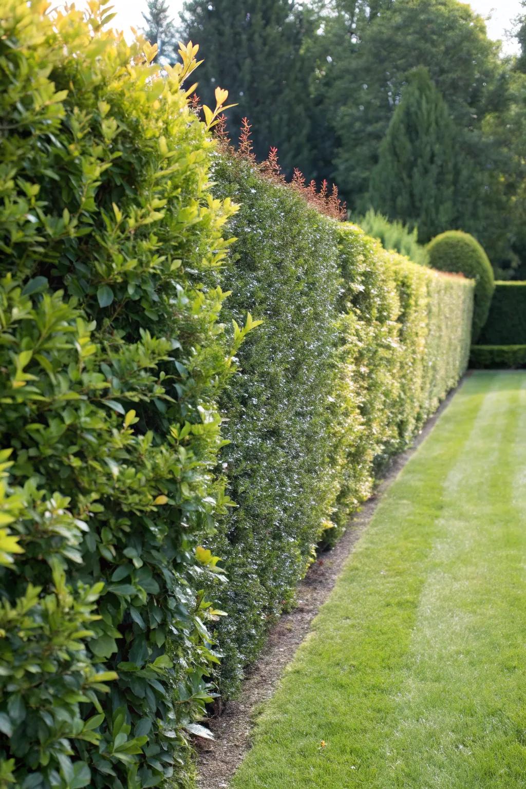 Enhance your yard with a lush hedge fence for natural privacy and timeless style.