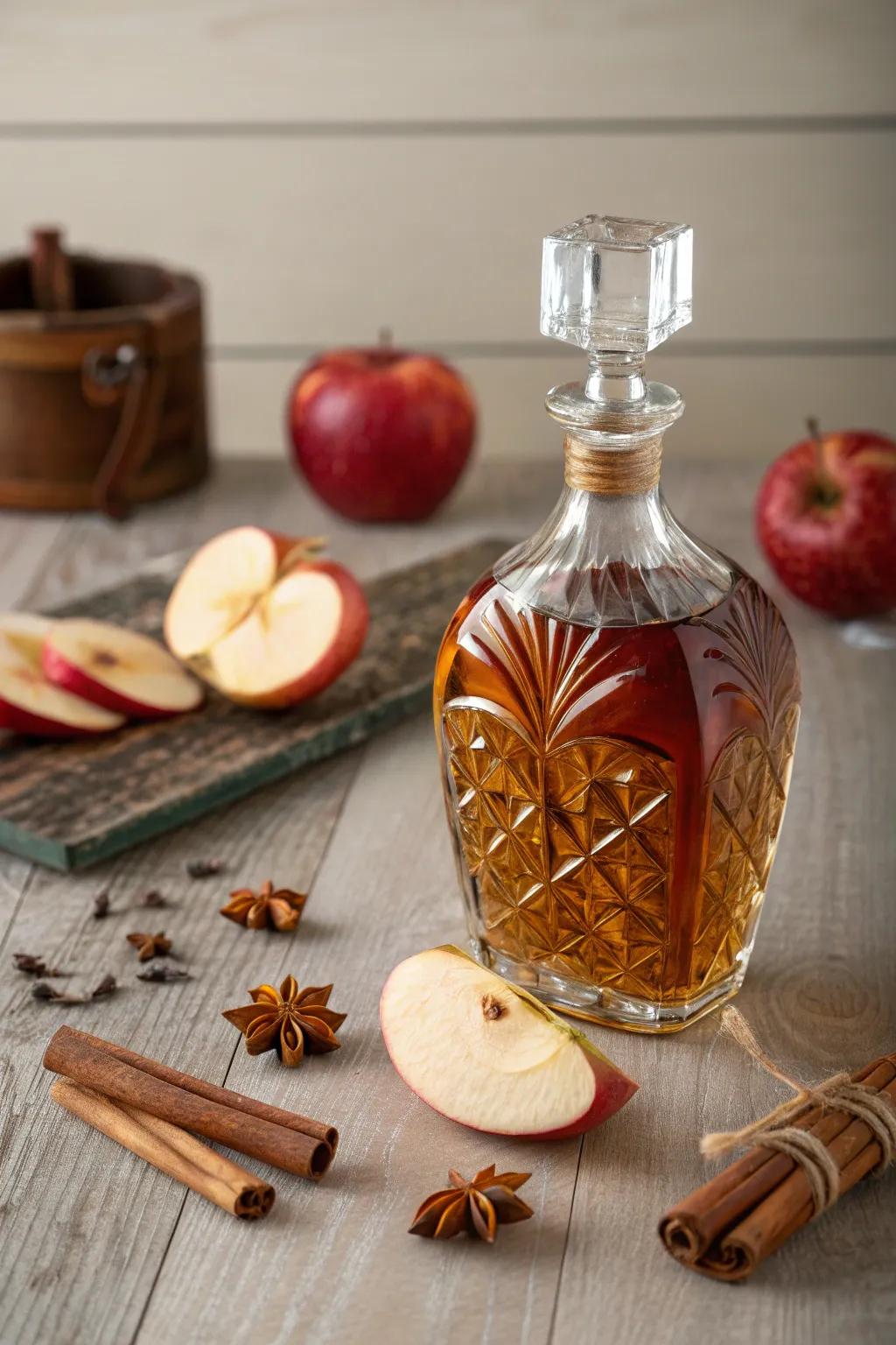 Savor the essence of fall with this delightful Apple-Cinnamon Whiskey infusion. 🍏🥃✨ #AutumnVibes #ScandiBoho