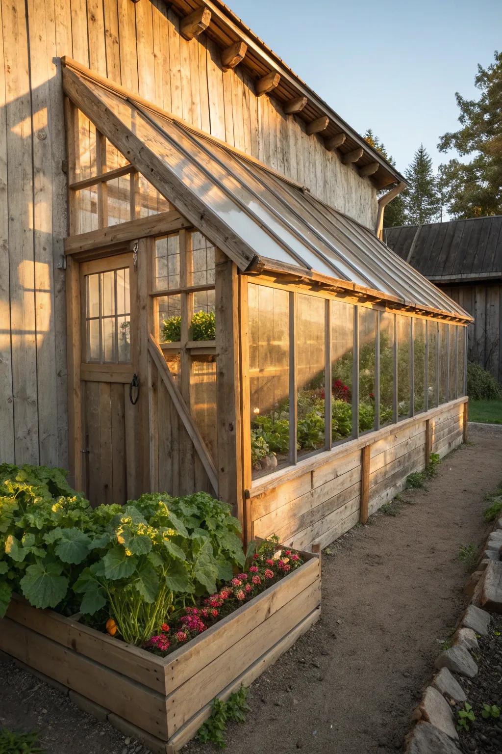Elevate your gardening with a beautifully crafted all-seasons greenhouse shed.