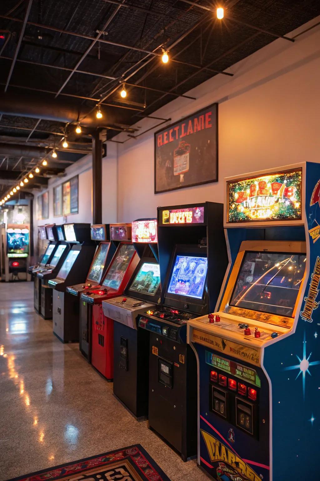 A collection of arcade machines adding fun and nostalgia to a game room.