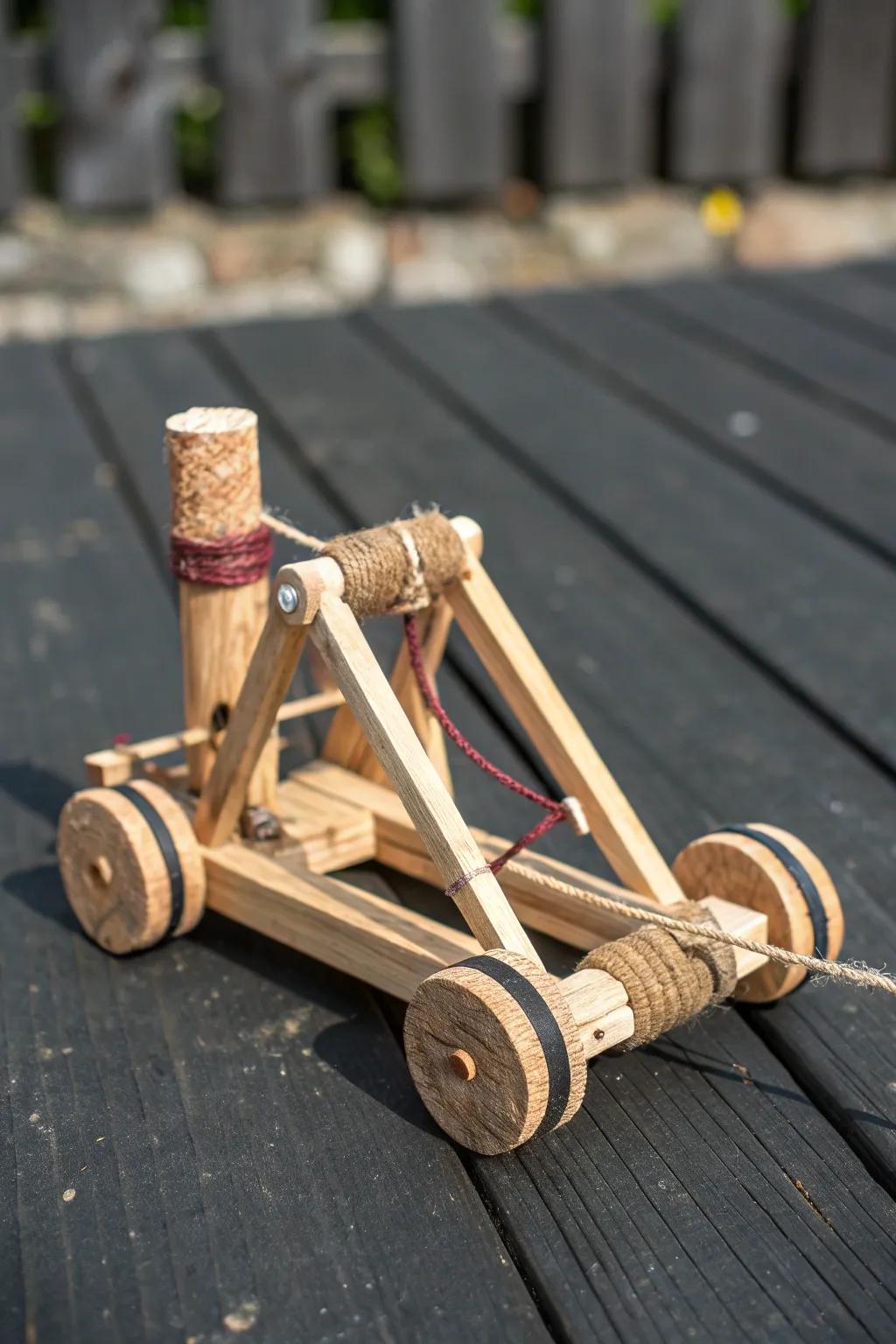 Ingenious and pocket-sized: Unleash spontaneous fun with this handcrafted cork catapult.