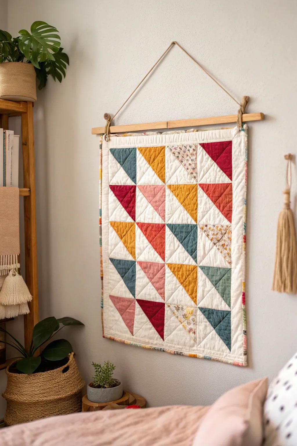 Discover the art of mini quilts: vibrant elegance for any space.