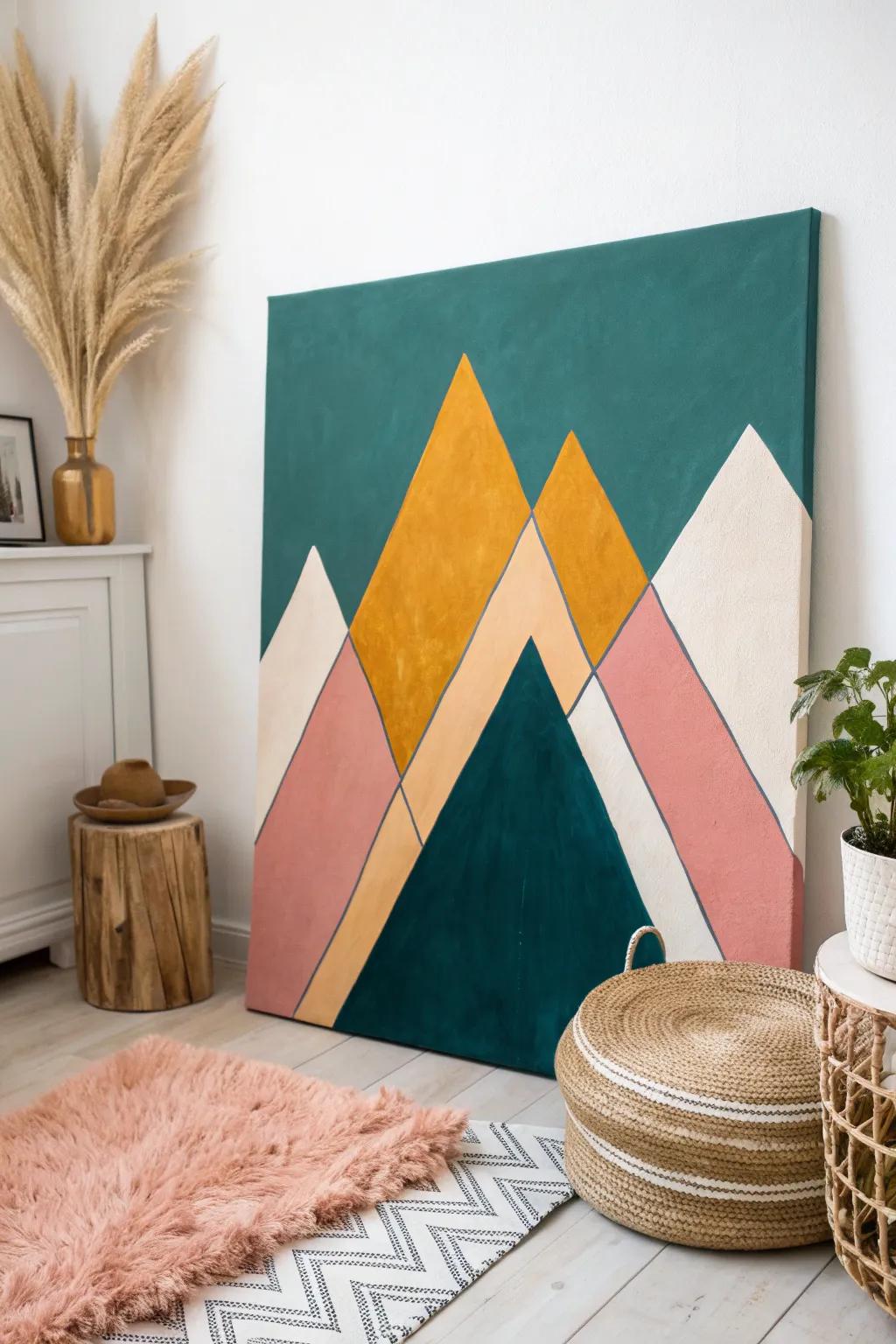 Dive into the beauty of abstract mountain forms with a bold twist—where vibrant colors meet minimalist elegance.