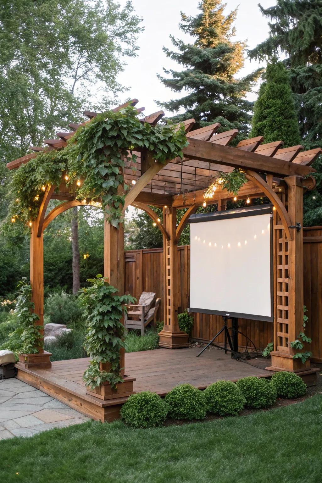 Elevate your outdoor viewing experience with a stunning pergola setup.