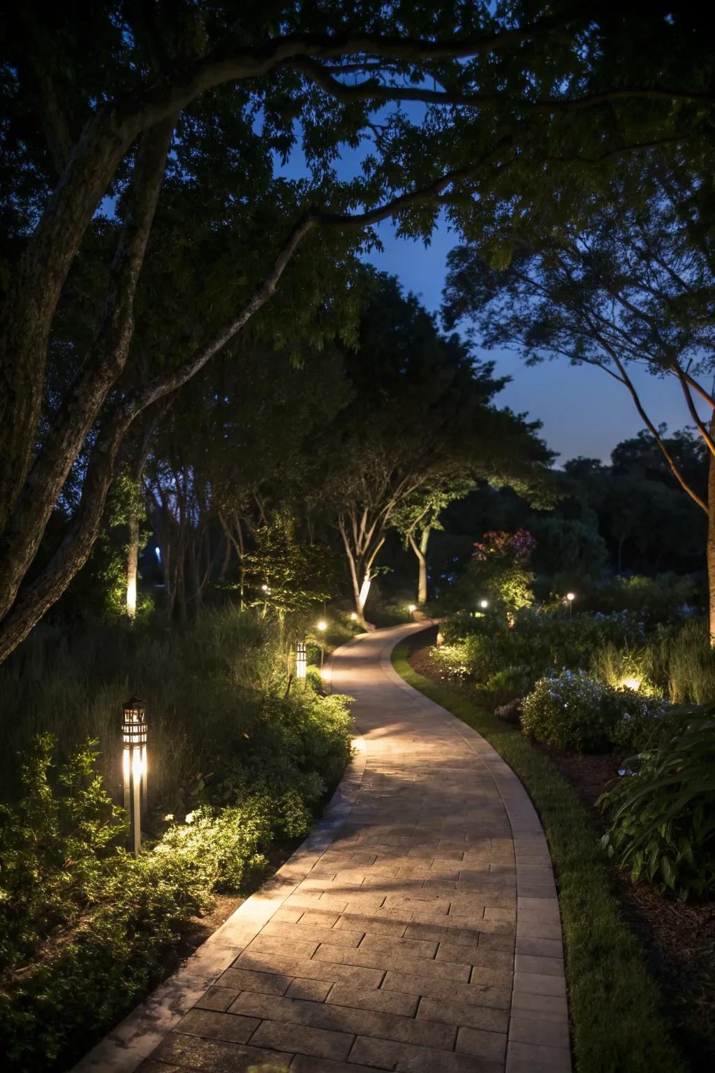 Pathway lighting guides the way safely and beautifully.