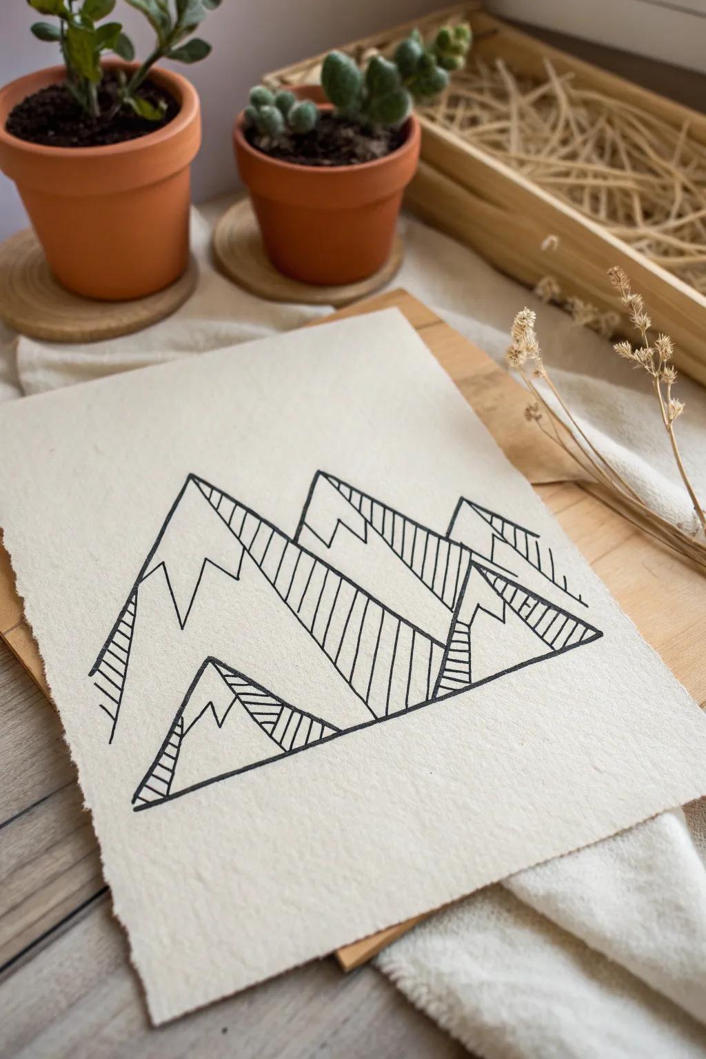 Elevate your space with the serene beauty of minimalist mountain outlines.
