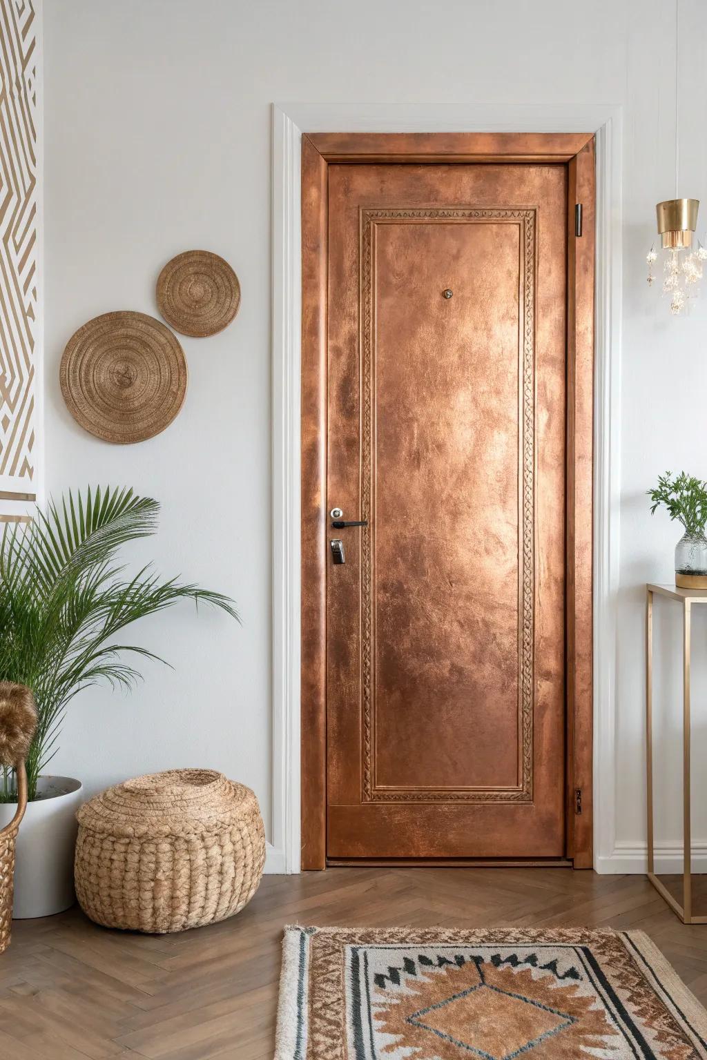 Elevate your space with a touch of luxury: Discover the elegance of a copper-finished door.