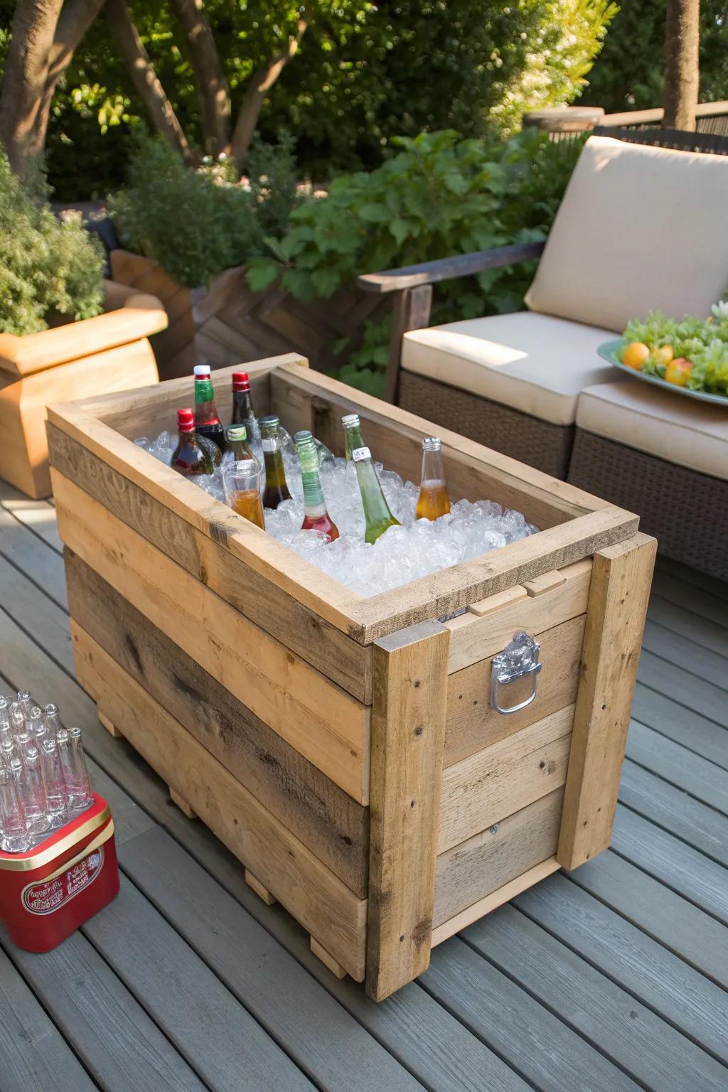 Chill in style with this rustic portable pallet cooler – the perfect blend of functionality and craftsmanship for your outdoor gatherings.