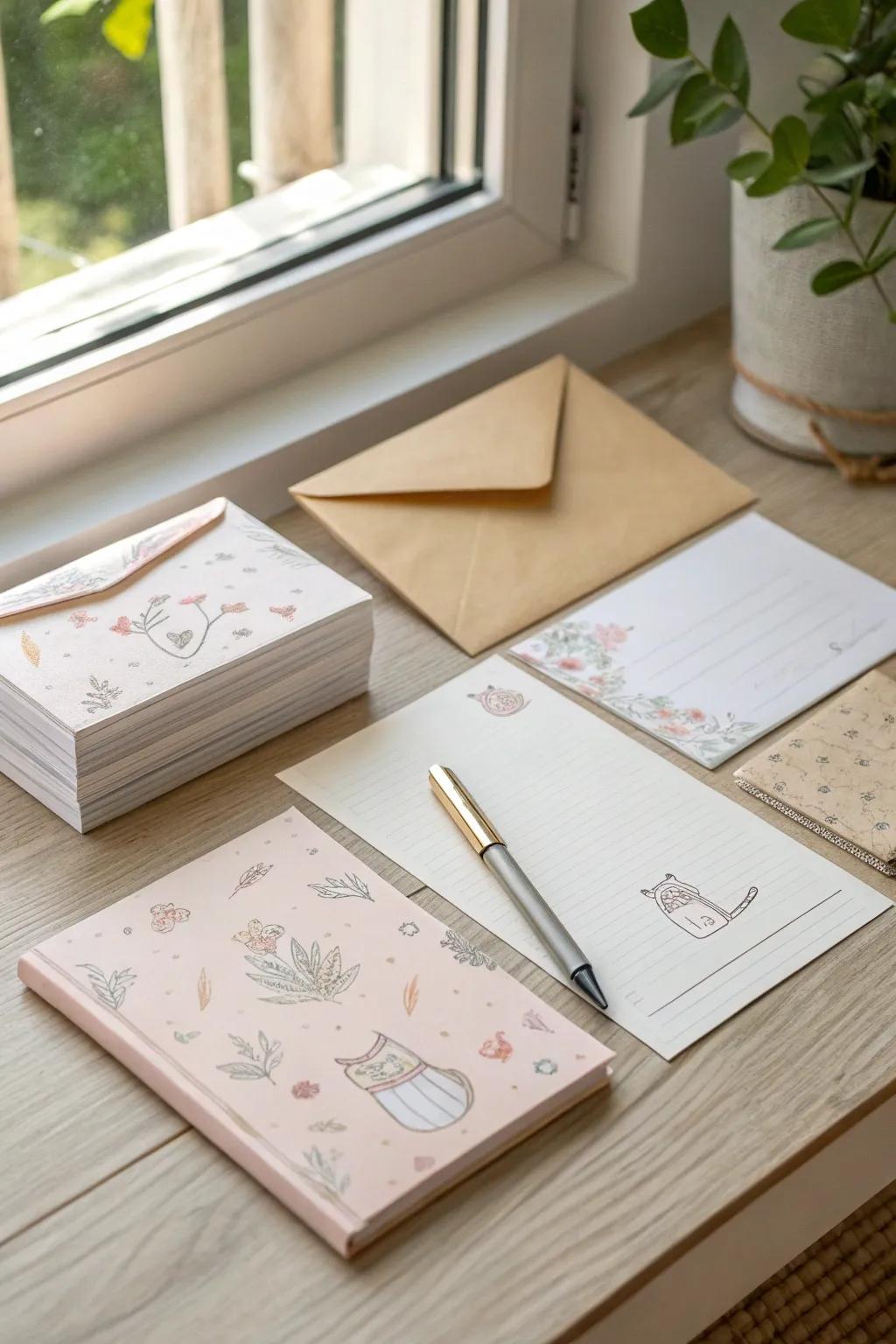 Delight in the art of personalized gifting with a custom stationery set, where simplicity meets heartfelt design.