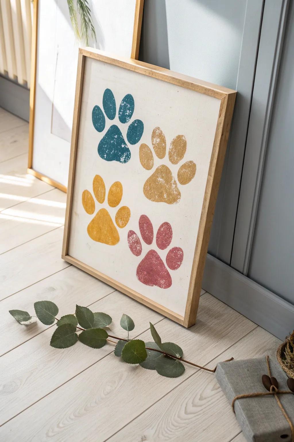 Let your pet's paws paint a masterpiece! Abstract art that captures the playful spirit of your furry friend.