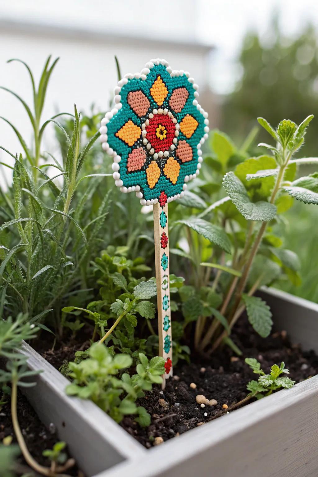 Brighten up your garden with handmade Perler bead stakes! 🌿✨