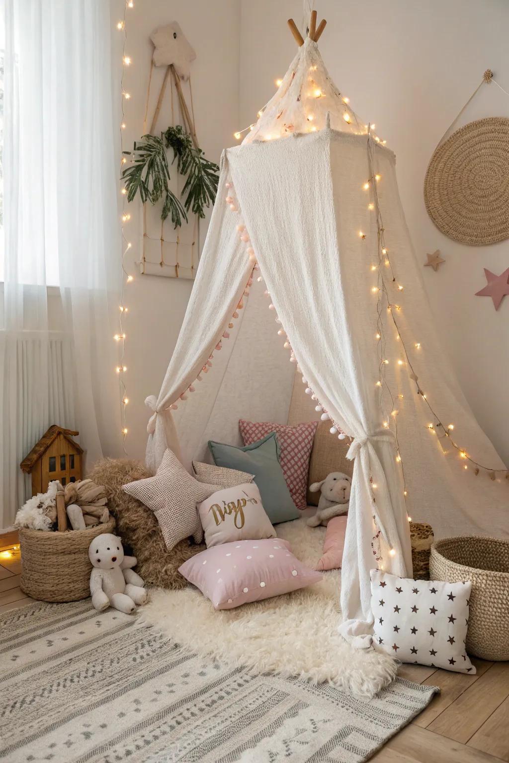 Step into your dream fairy tale palace with this enchanting pillow fort inspiration!