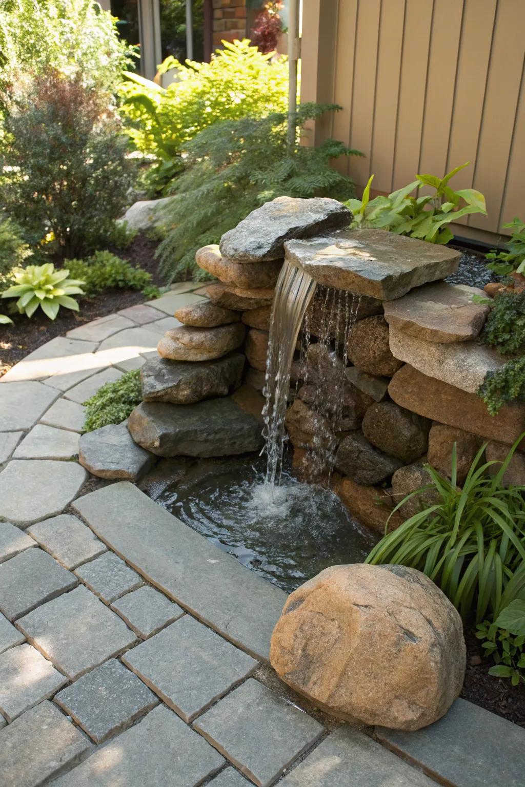 Transform your patio into a serene escape with an artisanal pondless waterfall.