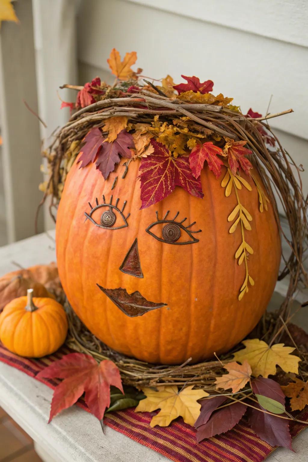 Embrace the season with a pumpkin face that celebrates nature's artistry. 🍂🎃