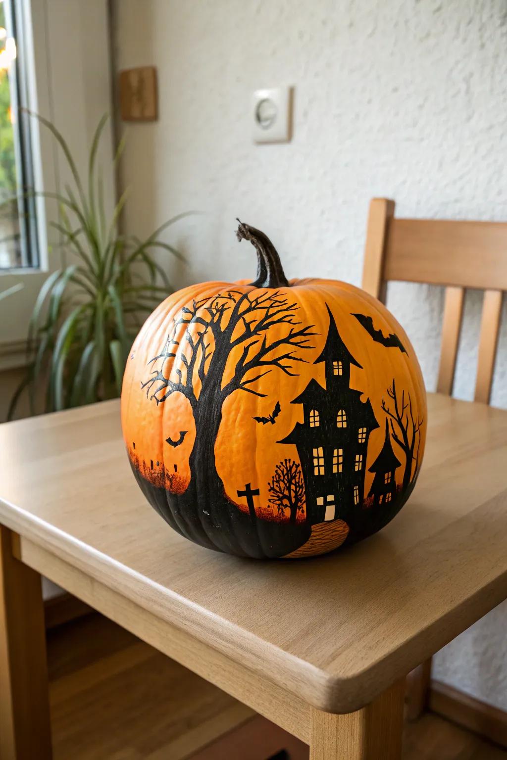 Elevate your Halloween decor with a chic, spooky silhouette pumpkin—where minimalist design meets bold, eerie elegance.