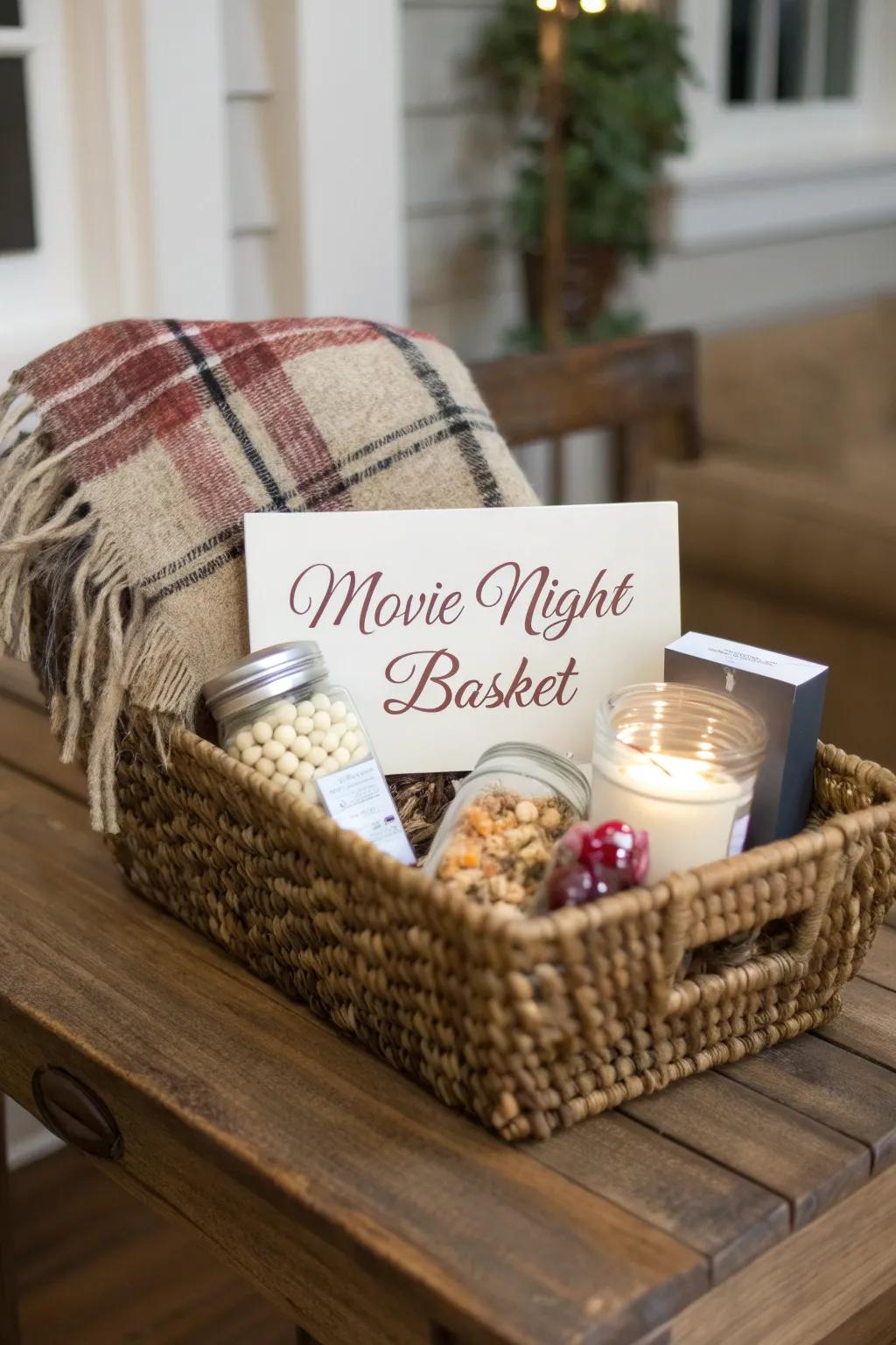 Transform your night in with a chic Movie Night Basket—where simplicity meets indulgence!