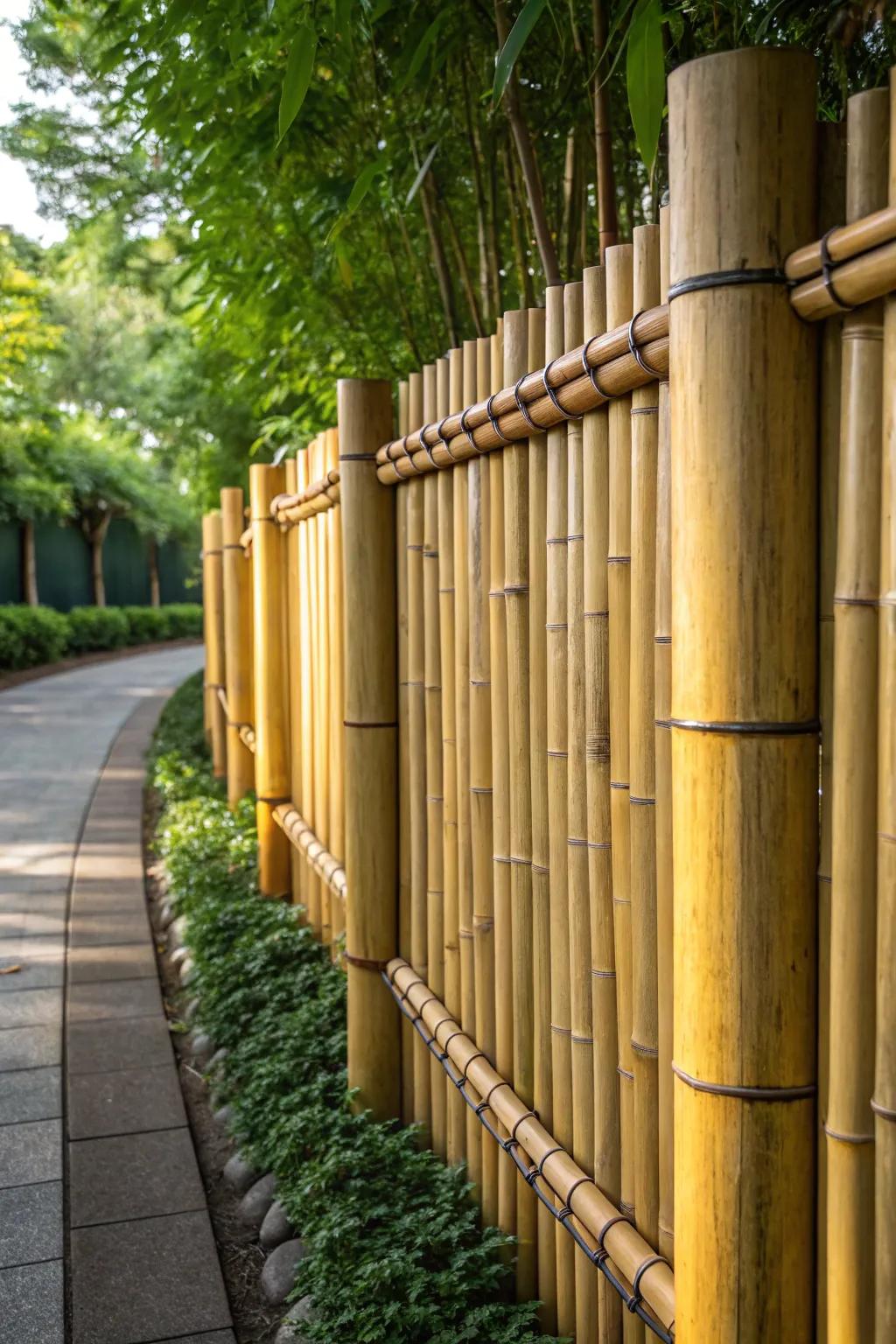 Transform your backyard with the serene beauty of a bamboo fence.