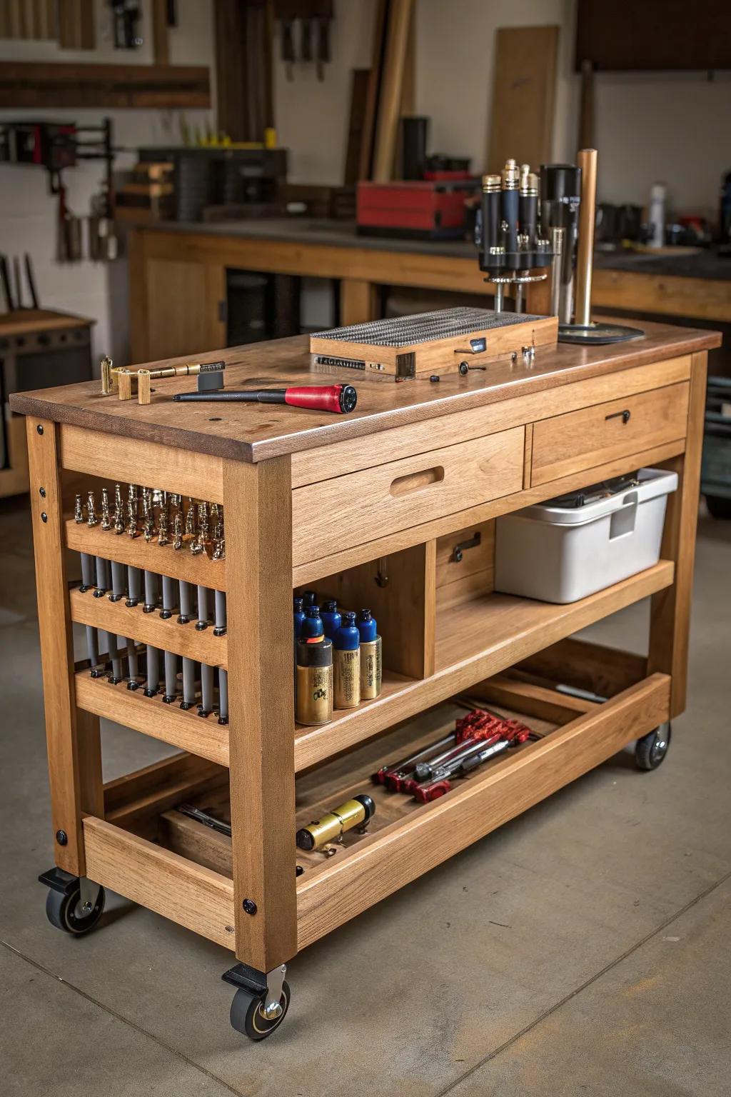 Elevate your workspace with a handcrafted rolling cart—where mobility meets meticulous design.
