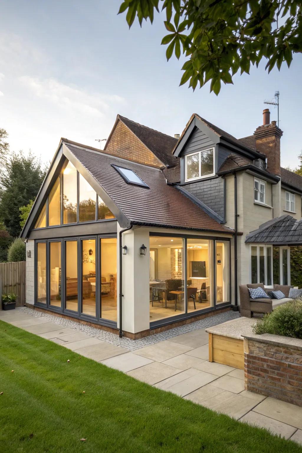 Pitched roof extensions offer elegance and extra space.
