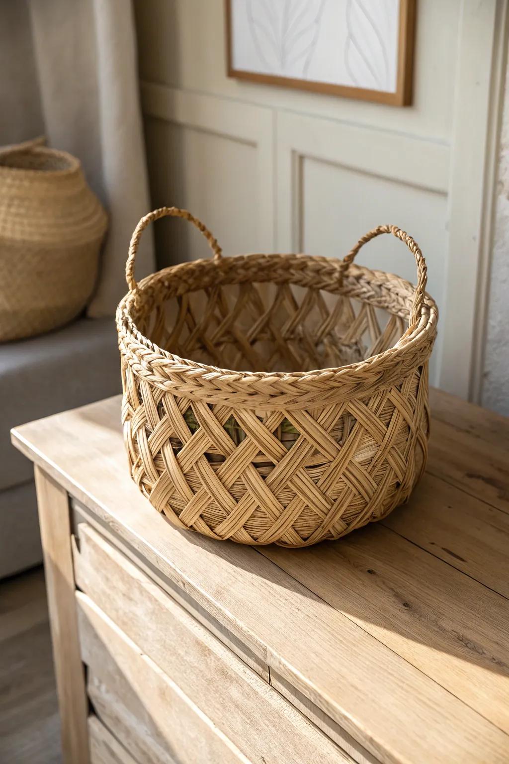 Embrace simplicity and warmth with a beautifully woven basket, the perfect blend of function and artistry.