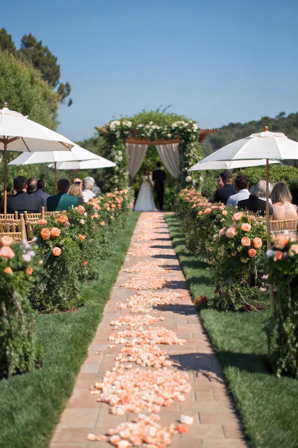 Peach and sage create a gentle and inviting wedding atmosphere.