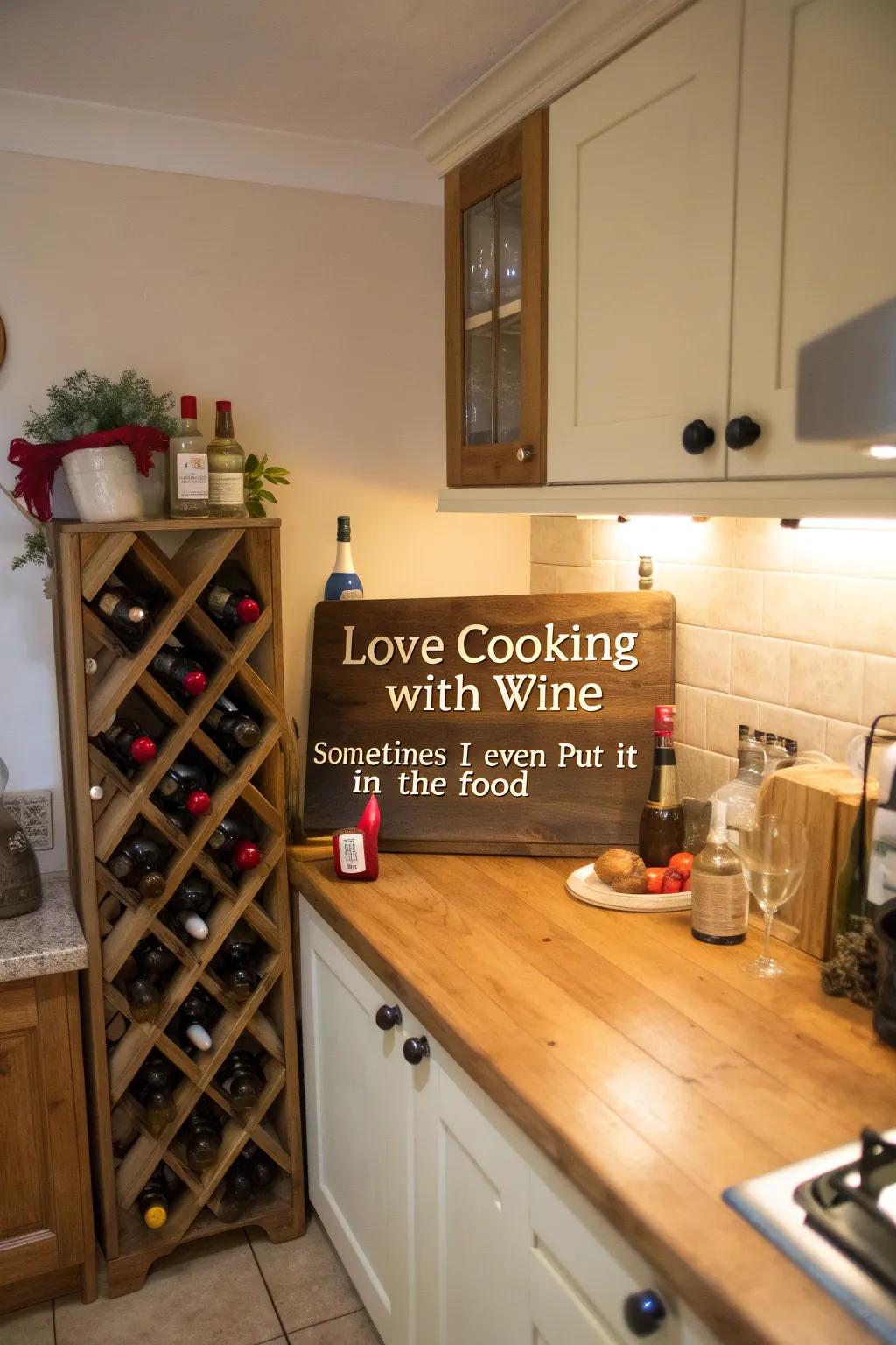 Wine lovers will appreciate this kitchen humor.
