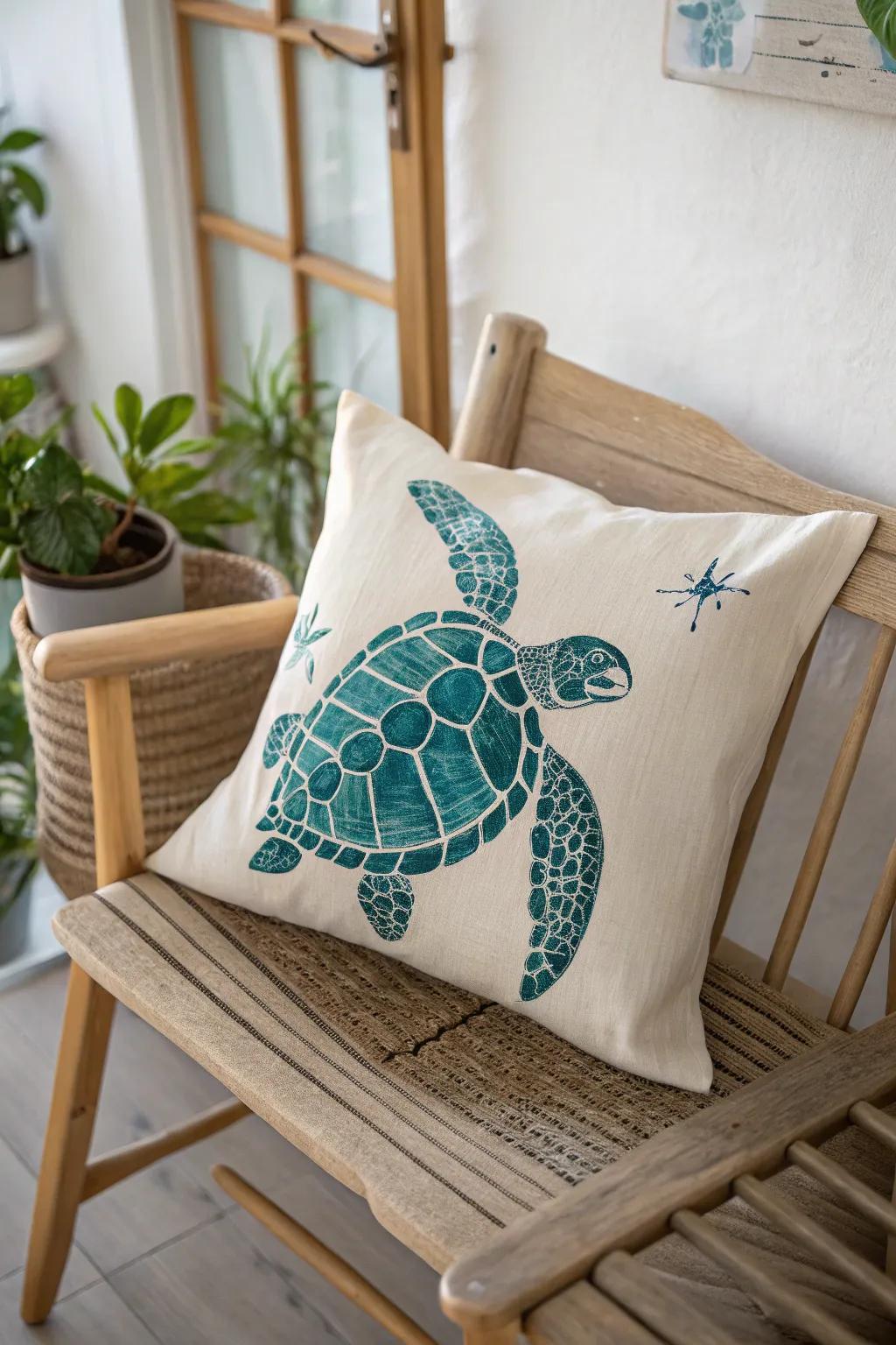 Transform your textiles into oceanic treasures with stunning sea turtle stencil art!