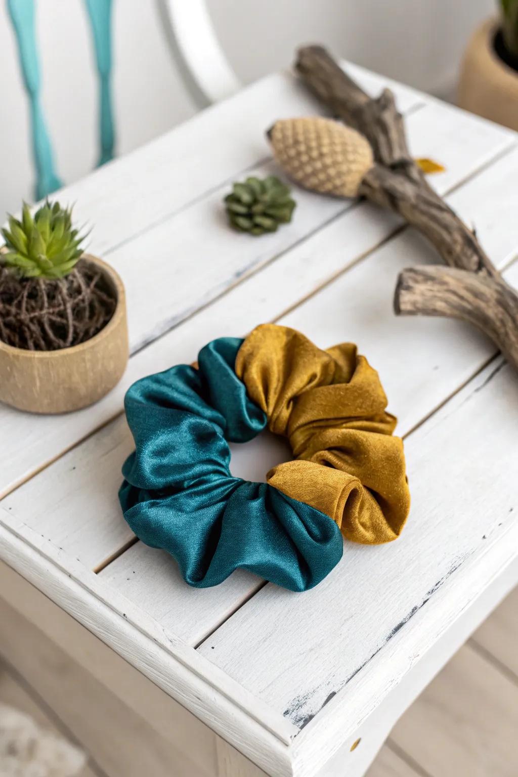 Elevate your style with a handcrafted scrunchie that adds a pop of color and elegance to any look.