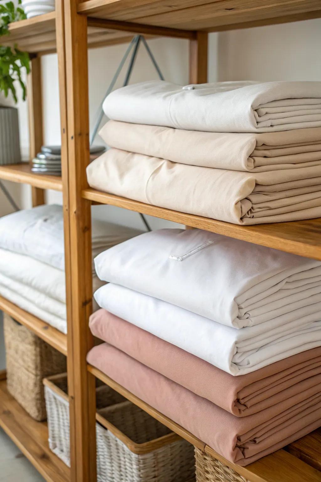 Keep your sheet sets together by storing them in their own pillowcases.