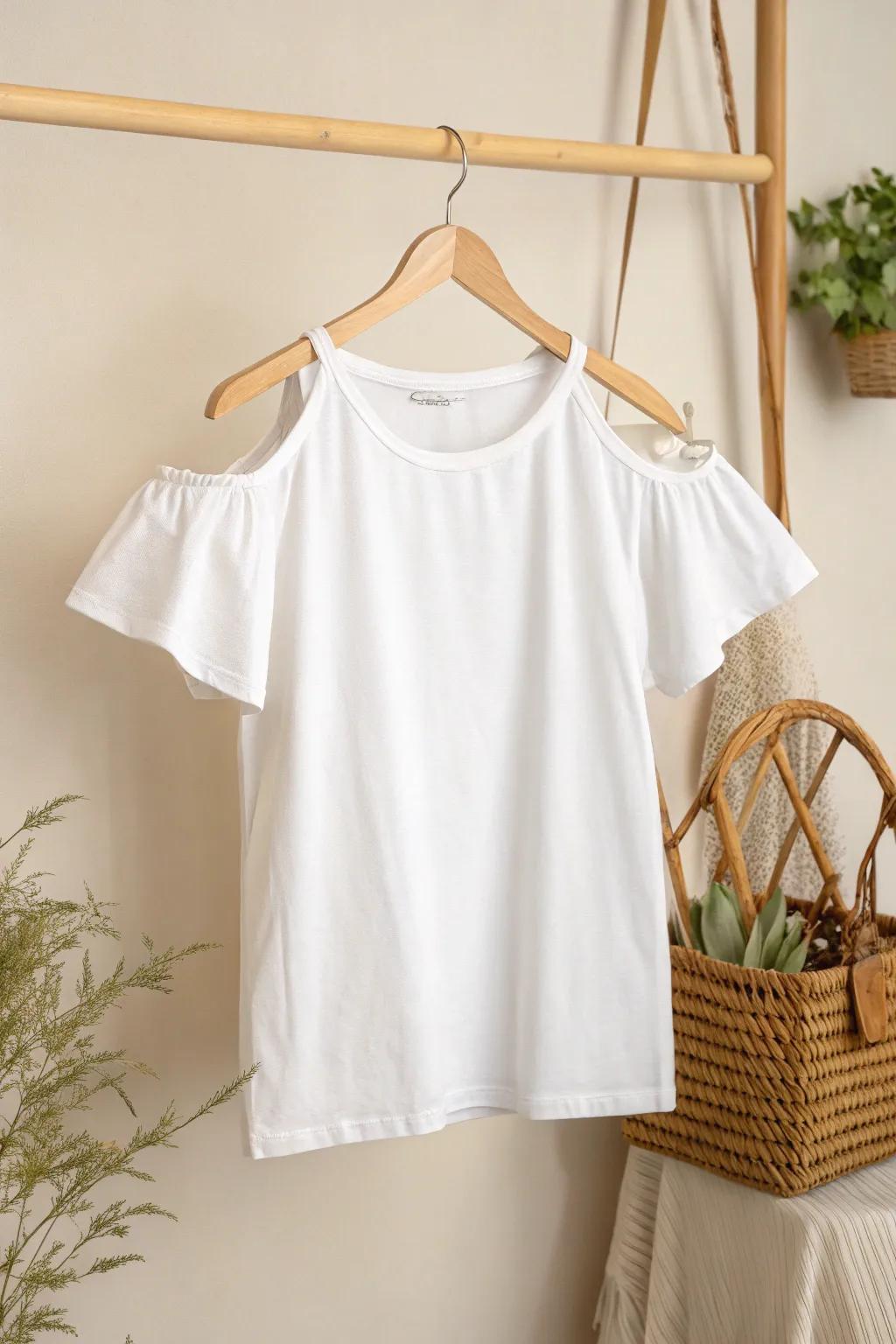Transform your basic tee with an effortlessly chic cold shoulder look!