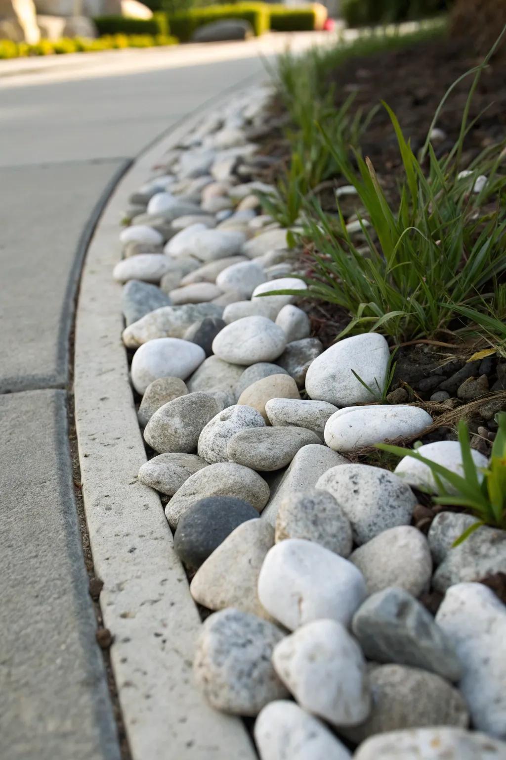 Transform your walkway with a pebble paradise that combines beauty and function.