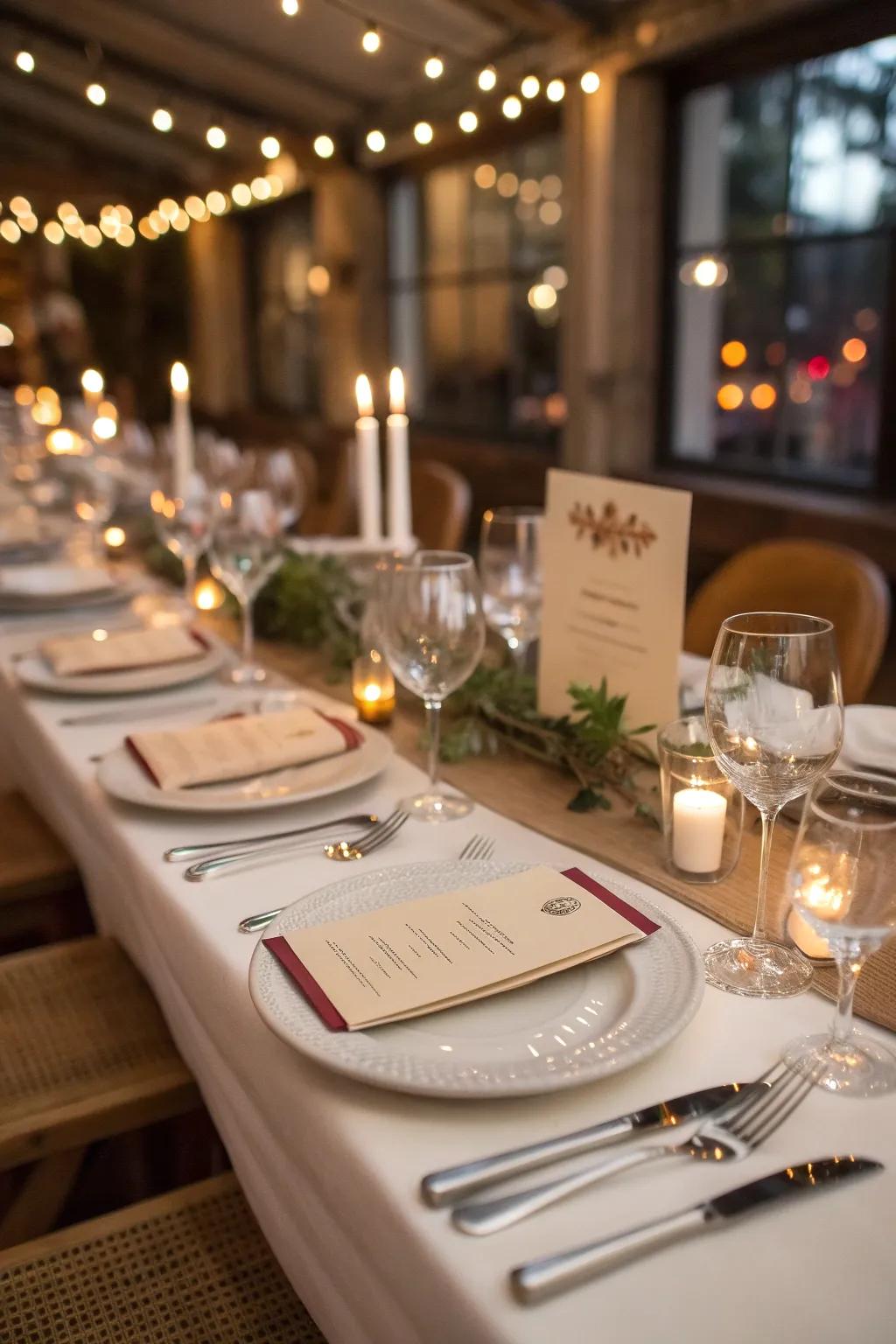 Personalized name cards add a thoughtful touch to the table.
