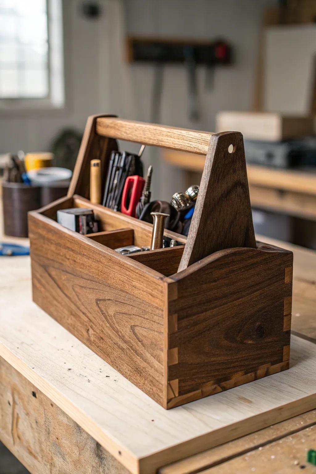 Elevate your workspace with a handcrafted wooden caddy - where form meets function.