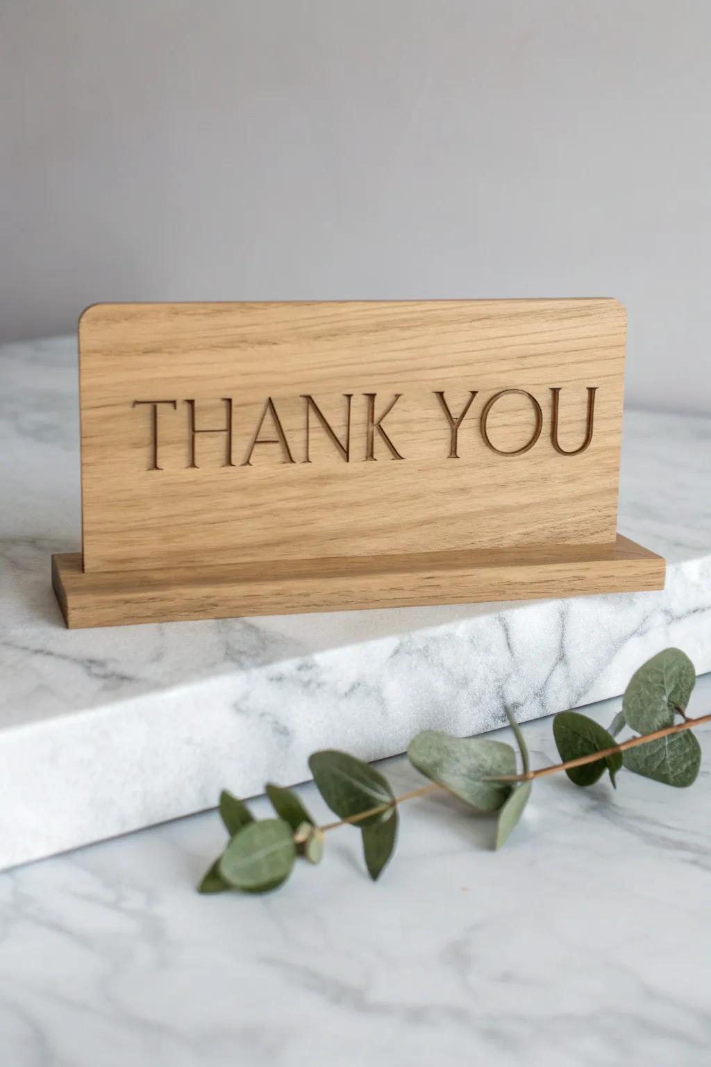 Elegance in Simplicity: A Minimalist 'Thank You' Sign that Speaks Volumes.