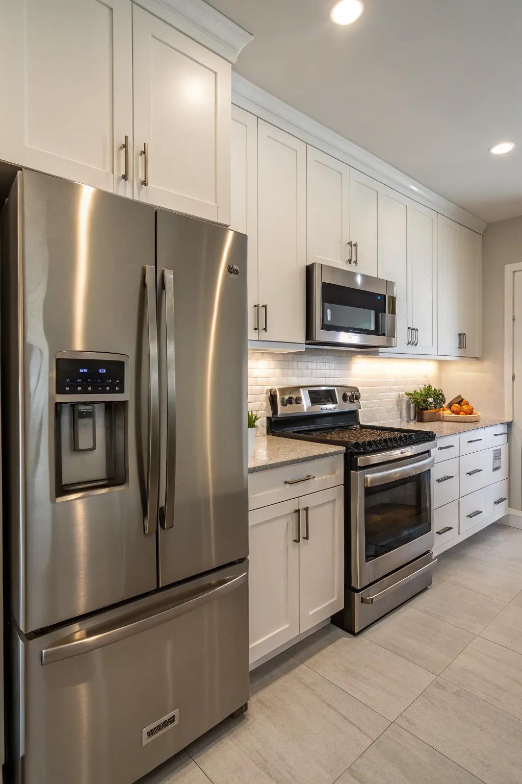 Modern appliances enhance the seamless look of this kitchen.