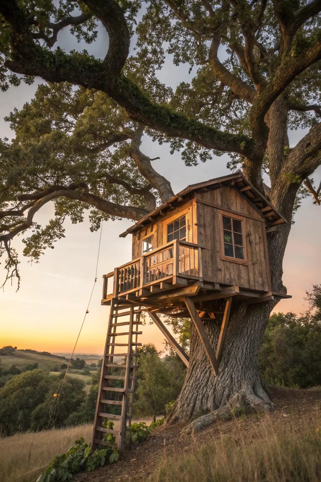 Capture the magic of sunsets with a treehouse view—where craftsmanship meets nature.