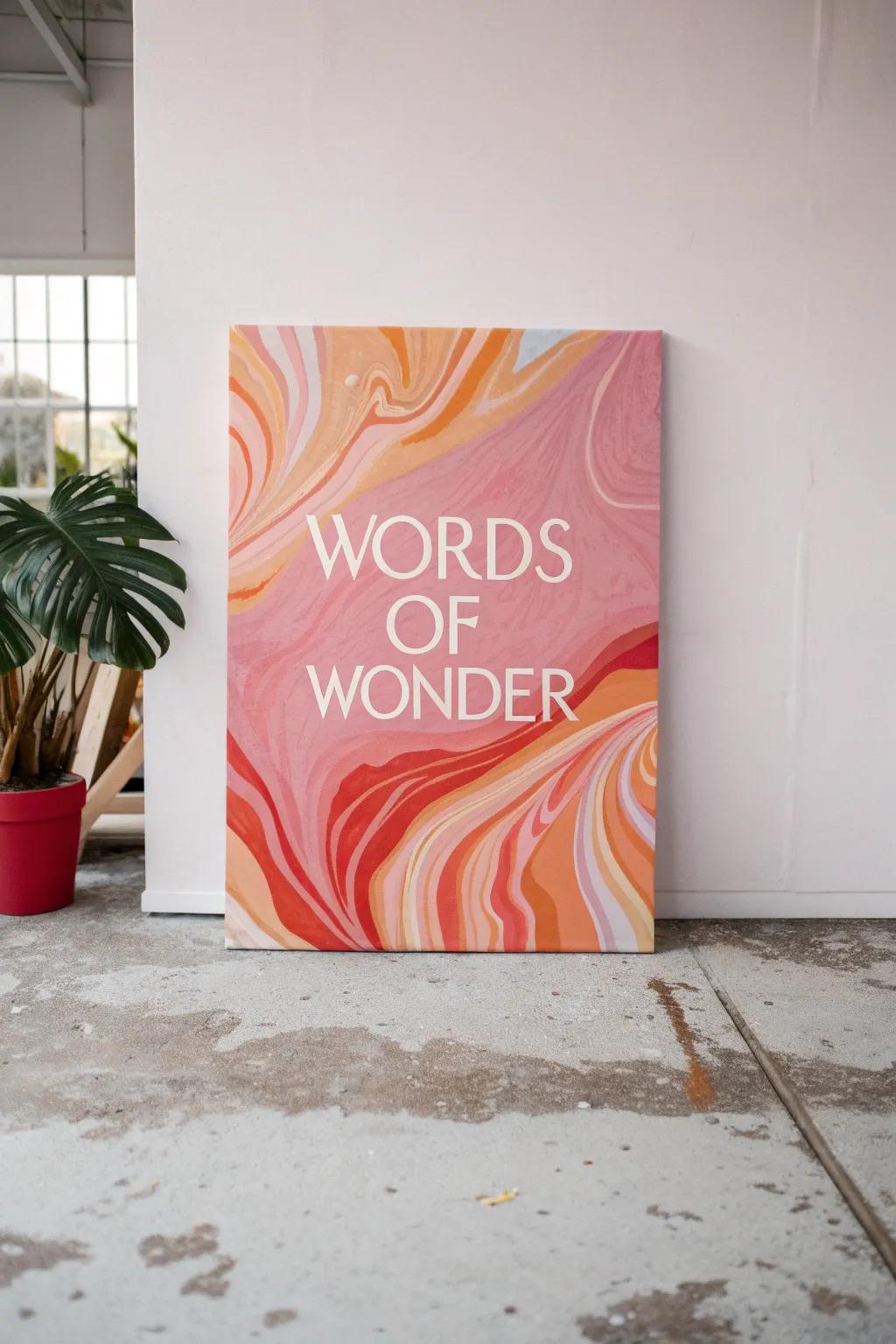 Transform your space with art that speaks to the soul. #WordsOfWonder