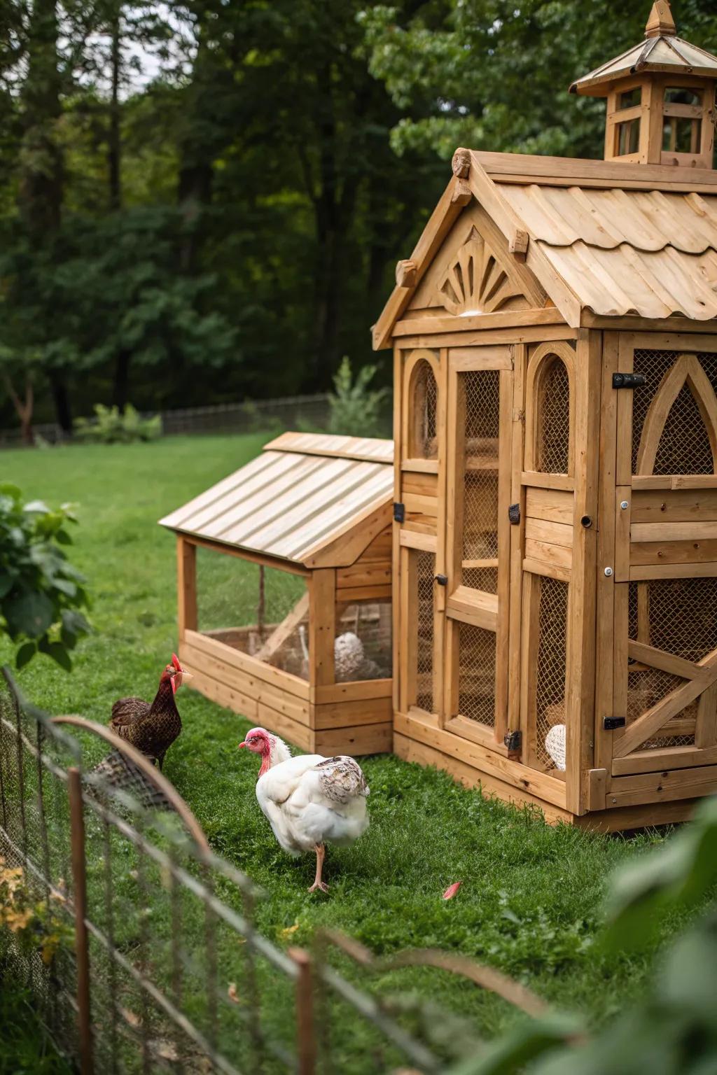 Crafted for Community: A beautifully designed turkey coop that blends craftsmanship with nature.