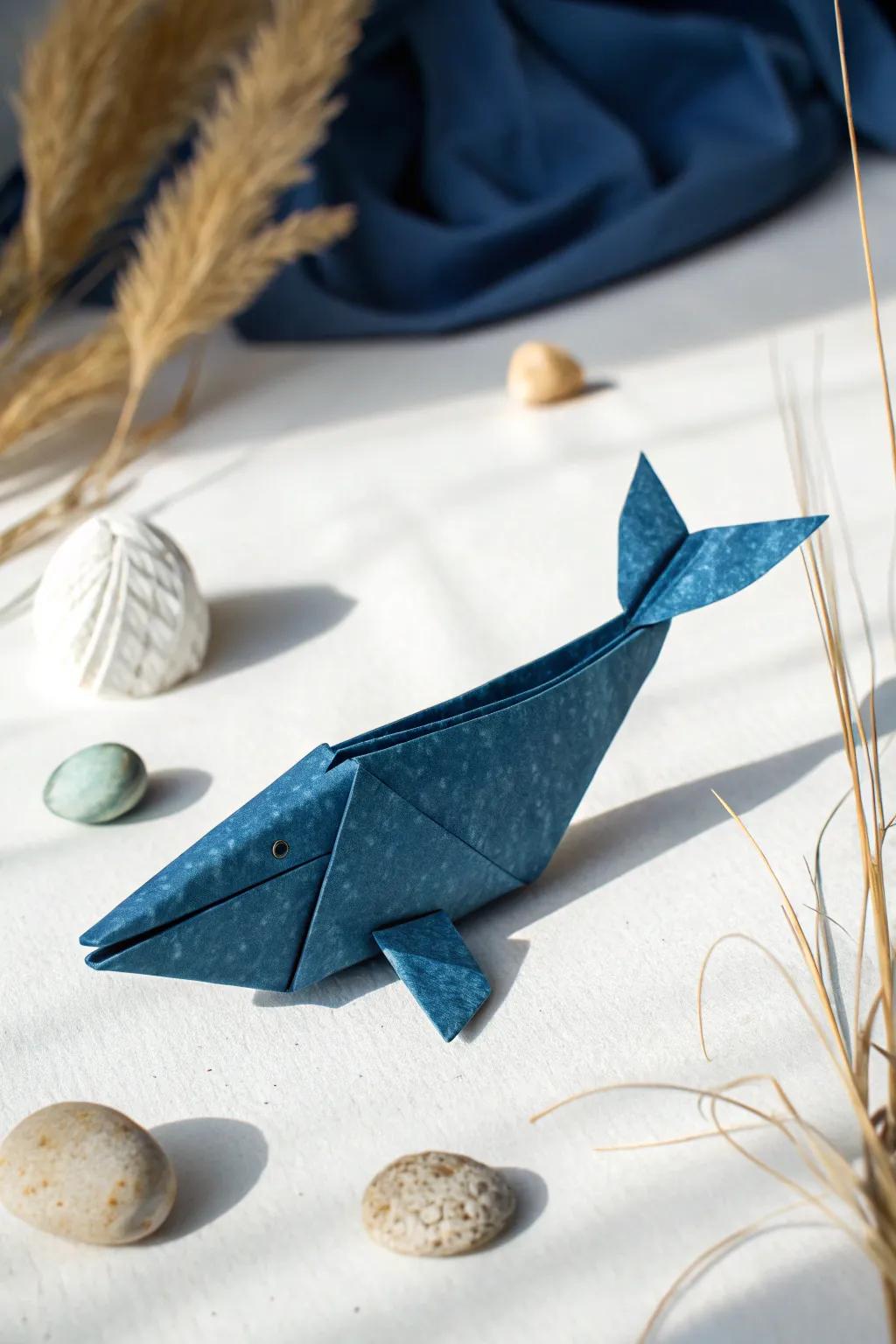 Dive into the art of origami with this charming paper whale—where simplicity meets the sea's beauty.