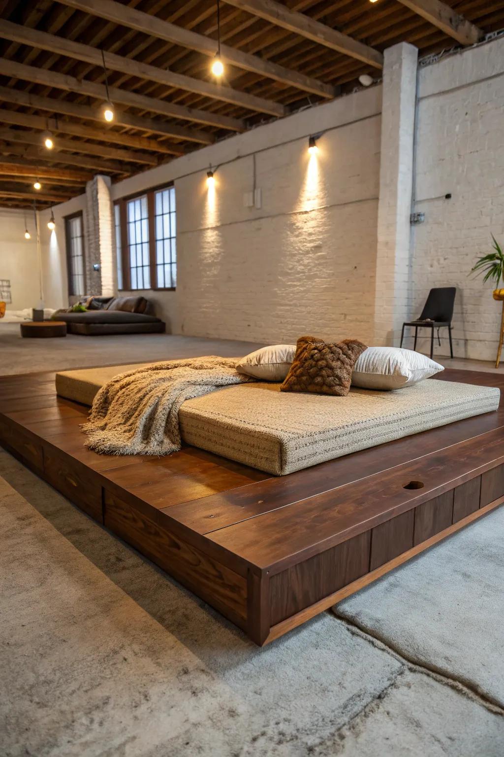 Elevate your space with a stunning floating platform: where craftsmanship meets comfort.