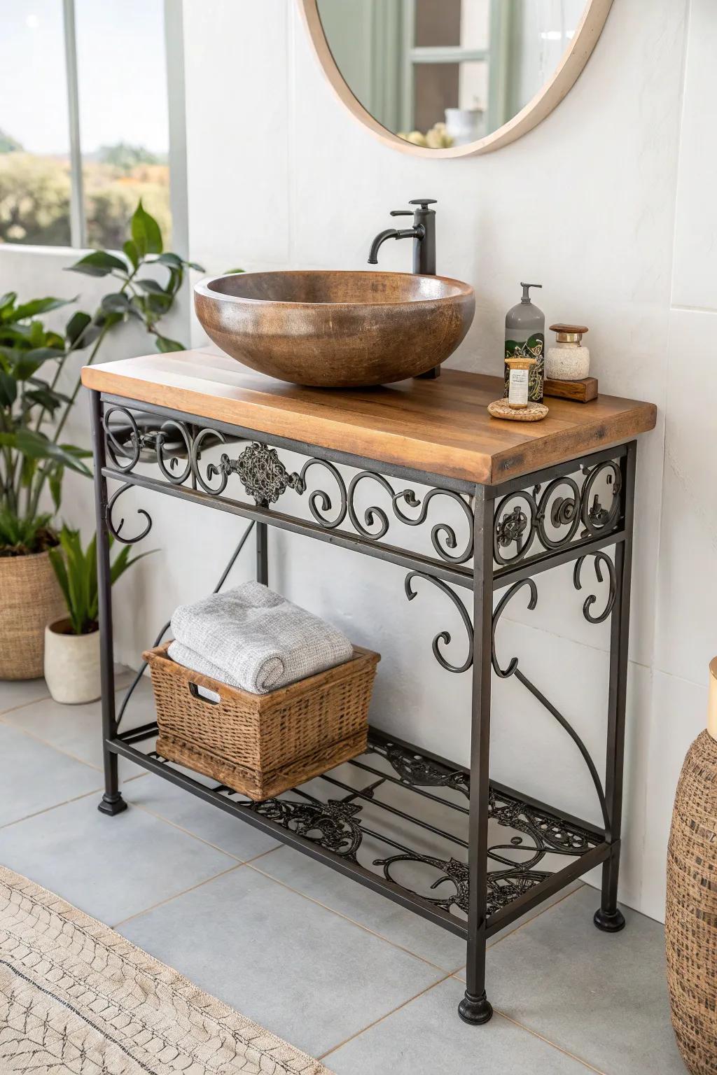 Elevate your bathroom with this stunning upcycled metal stand vanity—where craftsmanship meets minimalist charm.
