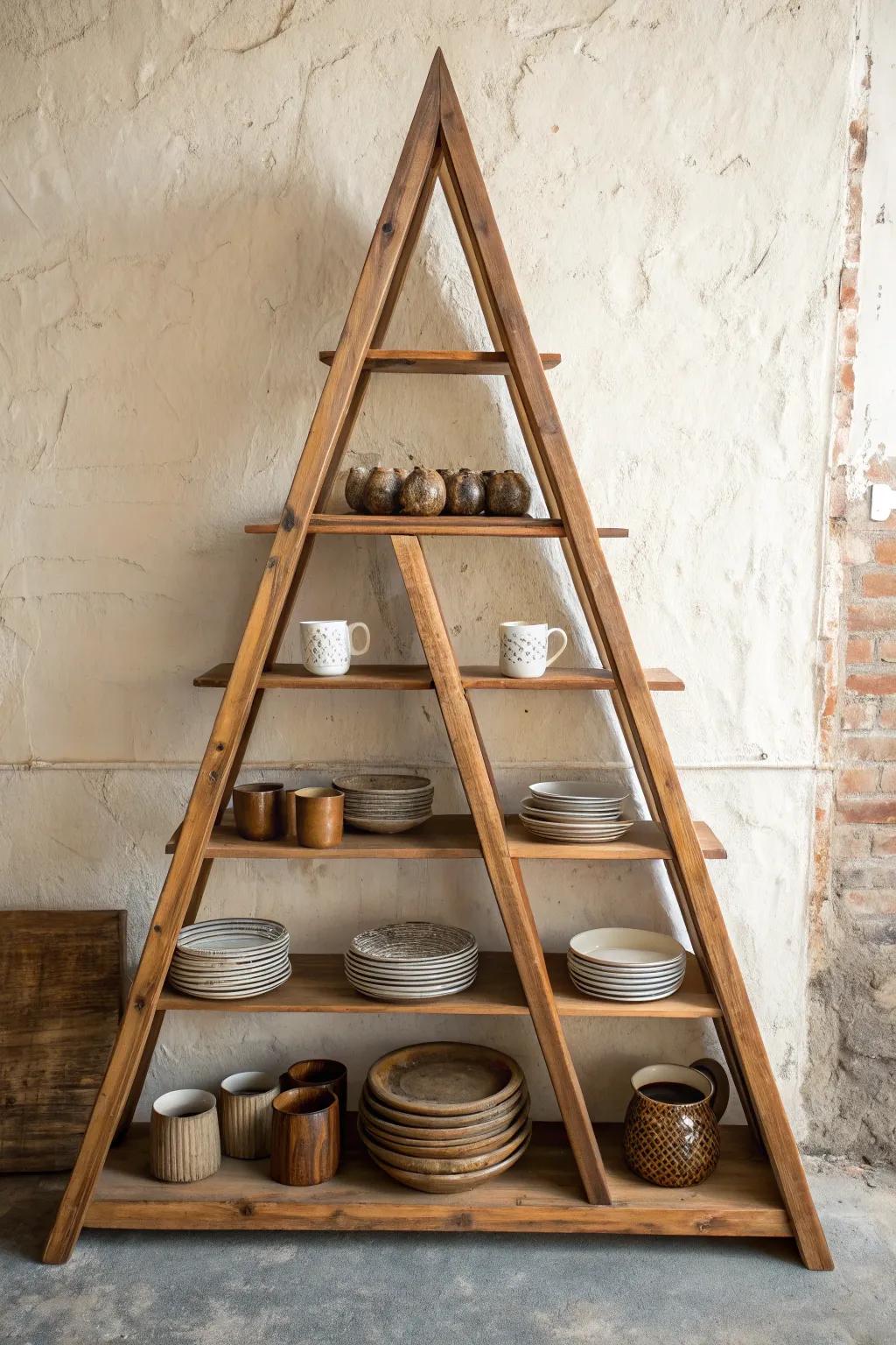Elevate your space with the architectural elegance of A-frame shelving.