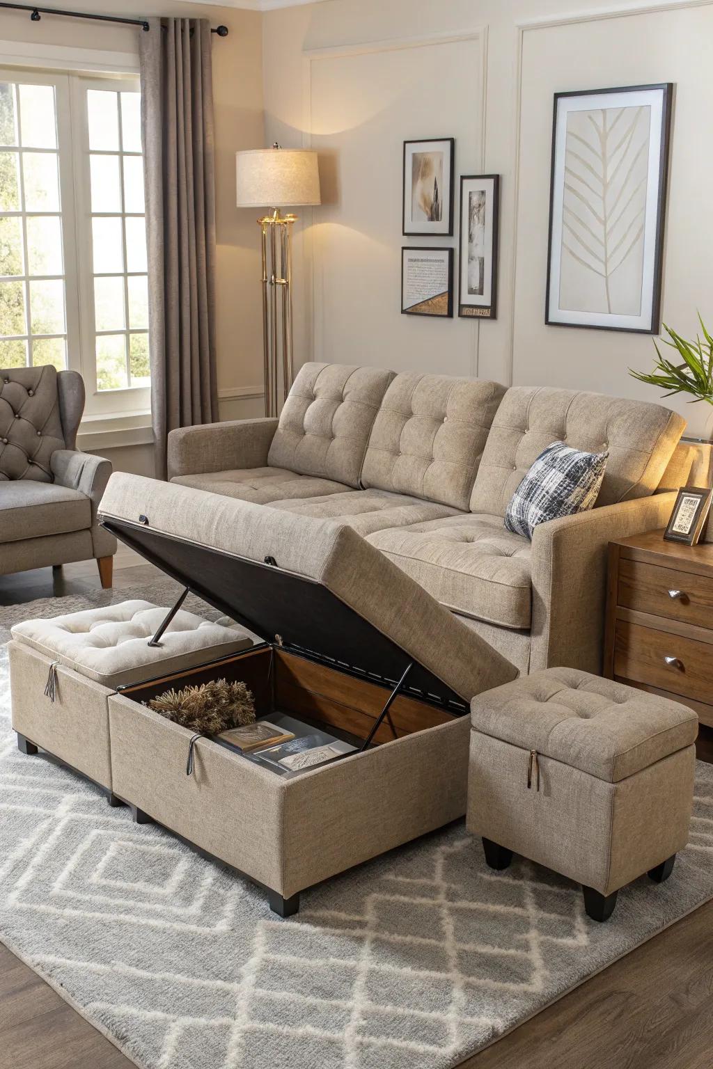 Utilize multi-functional furniture for a versatile living space.