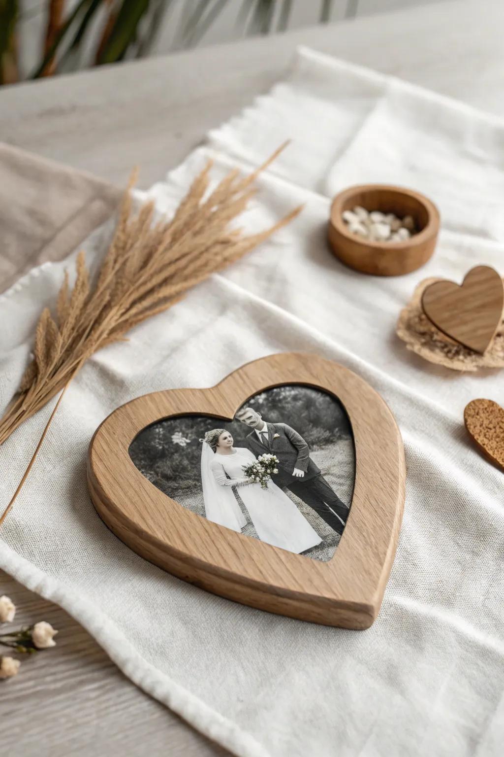 Capture memories with a timeless photo transfer heart, blending minimalist elegance with heartfelt sentiment.