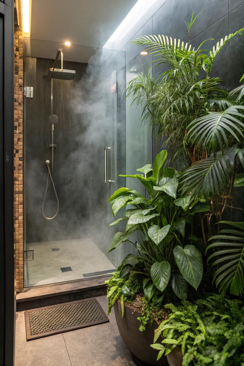 Decorative plants add vibrancy and a touch of nature to your steam shower.