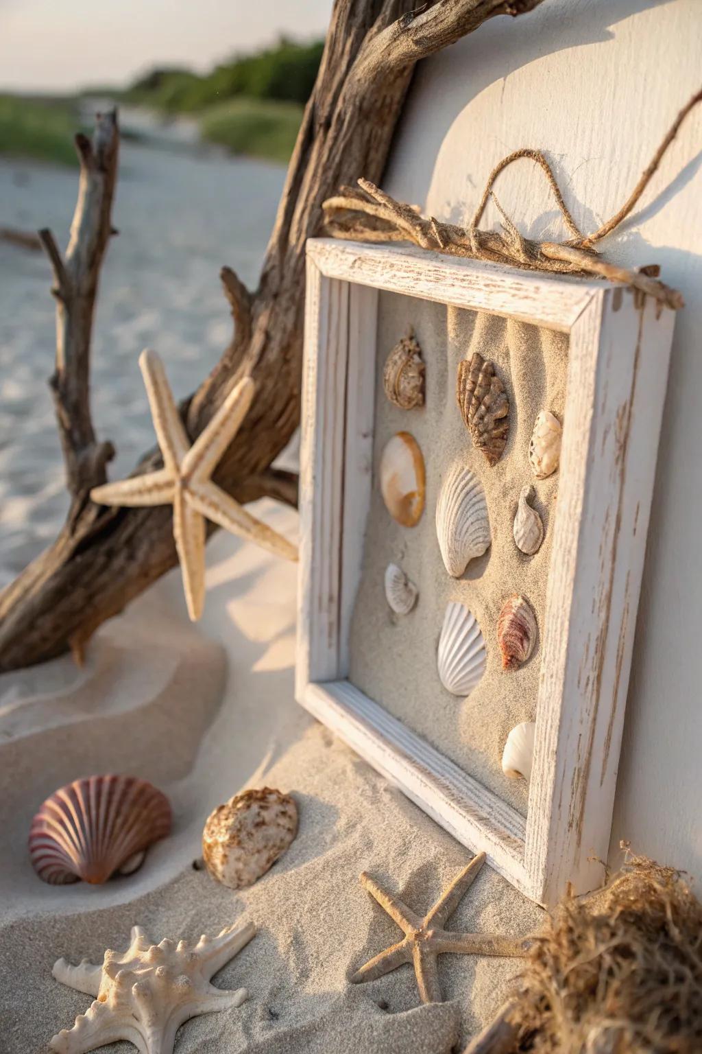 Bring beach vibes into your home with a coastal shadow box.
