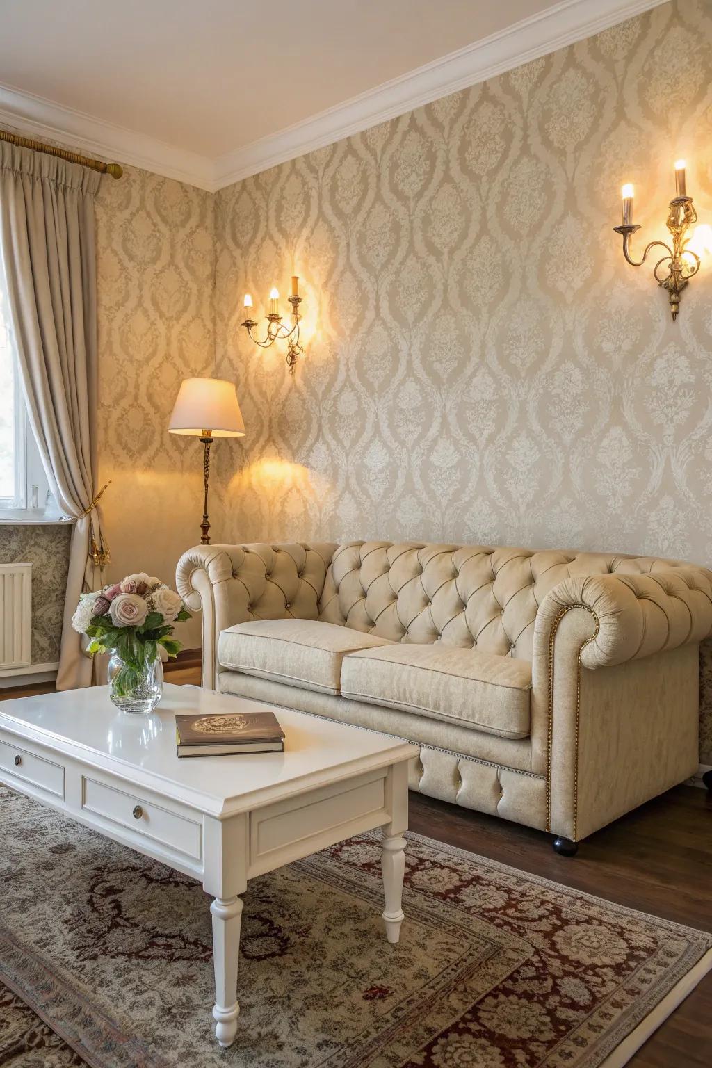 Vintage charm with a beige and white color scheme.